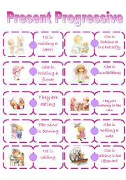 English Worksheet: Present Progressive Dominoes. Part 2