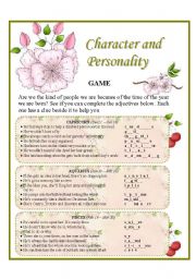 English Worksheet: Game: Character and Personality