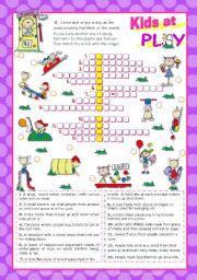 Kids at Play Set (3)  -  Crossword Puzzle for Upper elementary or Lower  Intermediate students