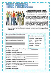 English Worksheet: True Friends  Reading , Activity, Circle, True or false, 