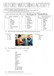 English worksheet: Bridge to Terabithia before watching activity