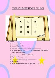 English Worksheet: The Cambridge game