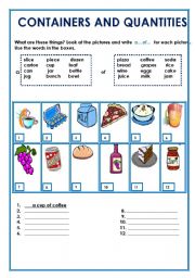 English Worksheet: containers and quantities 2
