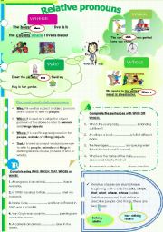 English Worksheet: Relative pronouns who-where-which-whose-that