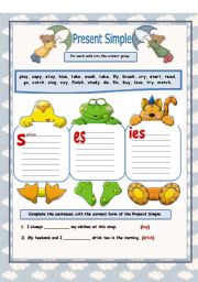 English Worksheet: Present Simple- Part 1/2