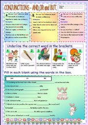 English Worksheet: Conjunctions - and,or and but