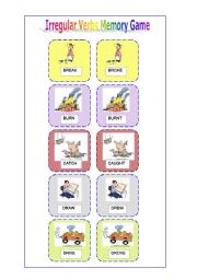 English Worksheet: irregular verbs memory game ( 1 of 6)