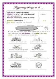 English Worksheet: Suggesting things and plans to do