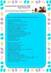 English worksheet: 2009 Summer song: Summercat 