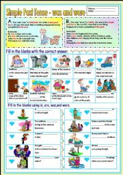 English Worksheet: Simple Past Tense - was and were