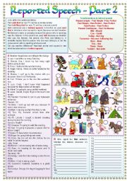 English Worksheet: Reported Speech - Part 2 - Said and told (fully editable - keys included)