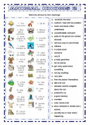 English Worksheet: Animal Idioms 2 matching