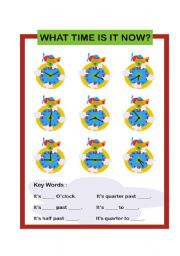 English Worksheet: What time is it now?