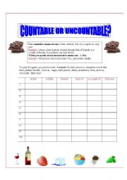 English Worksheet: Countable or Uncountable Speaking Game!!