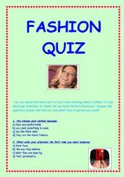 English Worksheet: Fashion Quiz