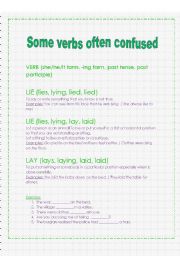 English worksheet: Some verbs often confused