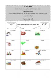 English worksheet: A birthday chart