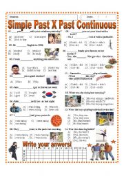 English Worksheet: Simple past  X  Past Continuous