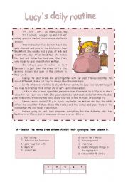 English Worksheet: Lucys daily routine