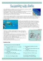 English Worksheet: Swimming with sharks