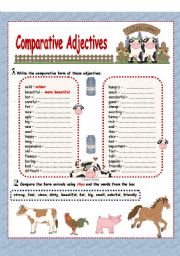 English Worksheet: Comparative Adjectives( 2 pages)