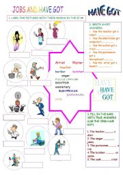 English Worksheet: JOBS AND HAVE GOT