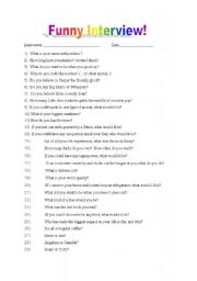 English Worksheet: Funny Interview 