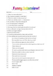 English worksheet: Funny Interview 