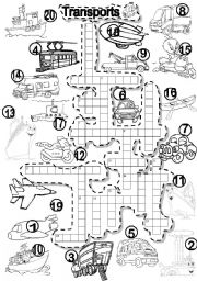 English Worksheet: TRANSPORTS CRISS CROSS PUZZLE