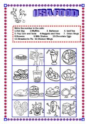 English Worksheet: Food in Usa  Match