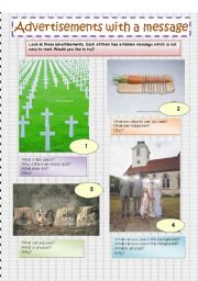 English Worksheet: Advertisements with a message