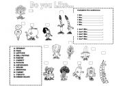 English Worksheet: I like - I dont like Complete the sentences and Match the Veggies