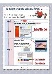 English Worksheet: How to post a You Tube Video in a forum? / Tutorial