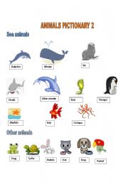 English Worksheet: SEA AND OTHER ANIMALS PICTIONARY