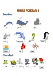 English worksheet: SEA AND OTHER ANIMALS PICTIONARY