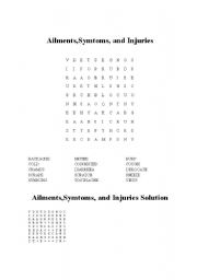 English worksheet: health problems crossword