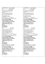 English worksheet: I am with you - listen (ING)