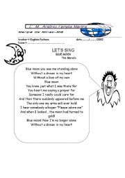 English worksheet: blue moon 