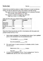 English Worksheet: To Be Verb Past and Present 2
