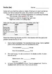 English worksheet: To Be Verb Past and Present 2