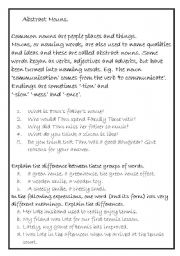 English worksheet: Abstract znouns