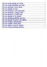 English worksheet: Game - Mimes - Present Continuous
