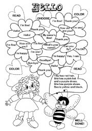 English Worksheet: Hello (2 pages)