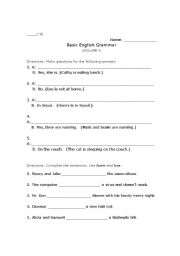 English Worksheet: Have and has