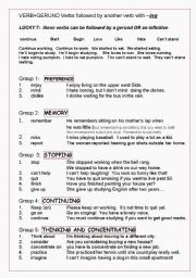 English Worksheet: GERUNDS + VERBS