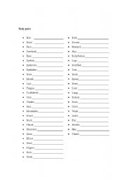 English Worksheet: Body parts