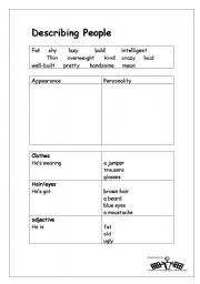 English worksheet: describing people