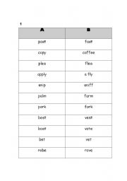 English worksheet: p/f/b/v pronunciation worksheet