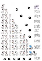 English Worksheet: DALMATIANS NUMBERS POSTER