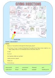 English Worksheet: Giving directions!